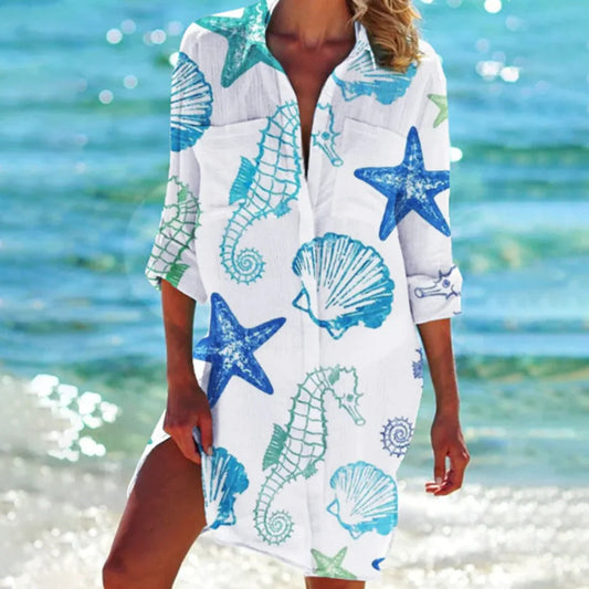 VierraSol | Camisa de Playa para Mujeres con Estampado Tie-Dye