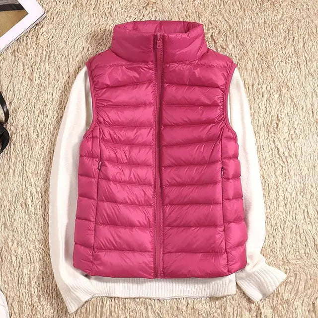 VierraSol | Chaleco de Plumas Ligero para Mujer con Cuello Alto