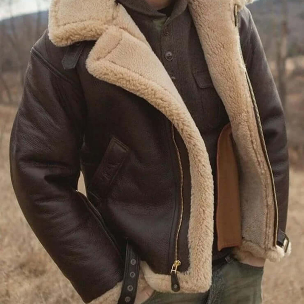 VierraSol | Chaqueta de Aviador Forrada de Piel de Oveja para Hombre