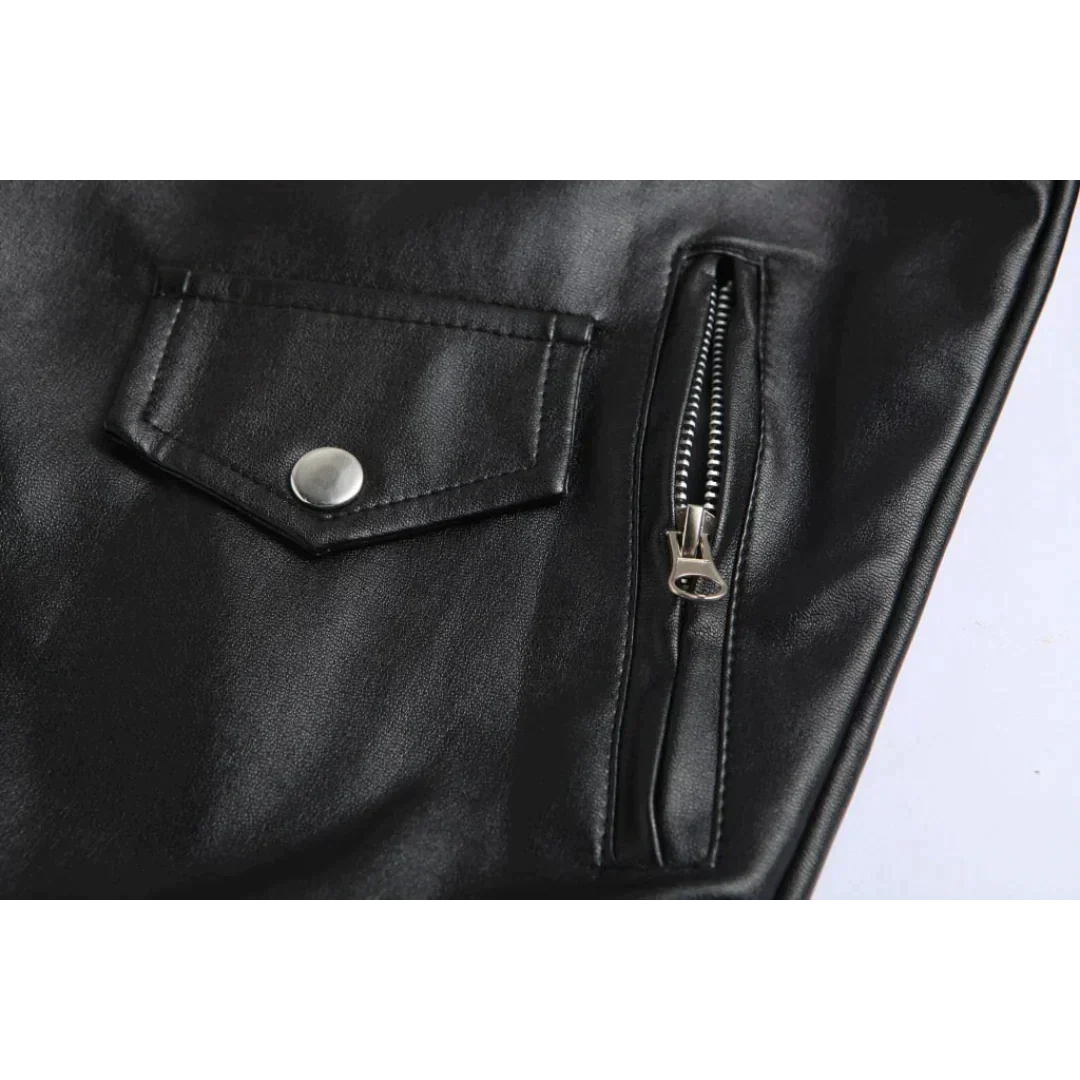 VierraSol | Chaqueta de Cuero para Hombre con Cremallera Diagonal y Cinturón