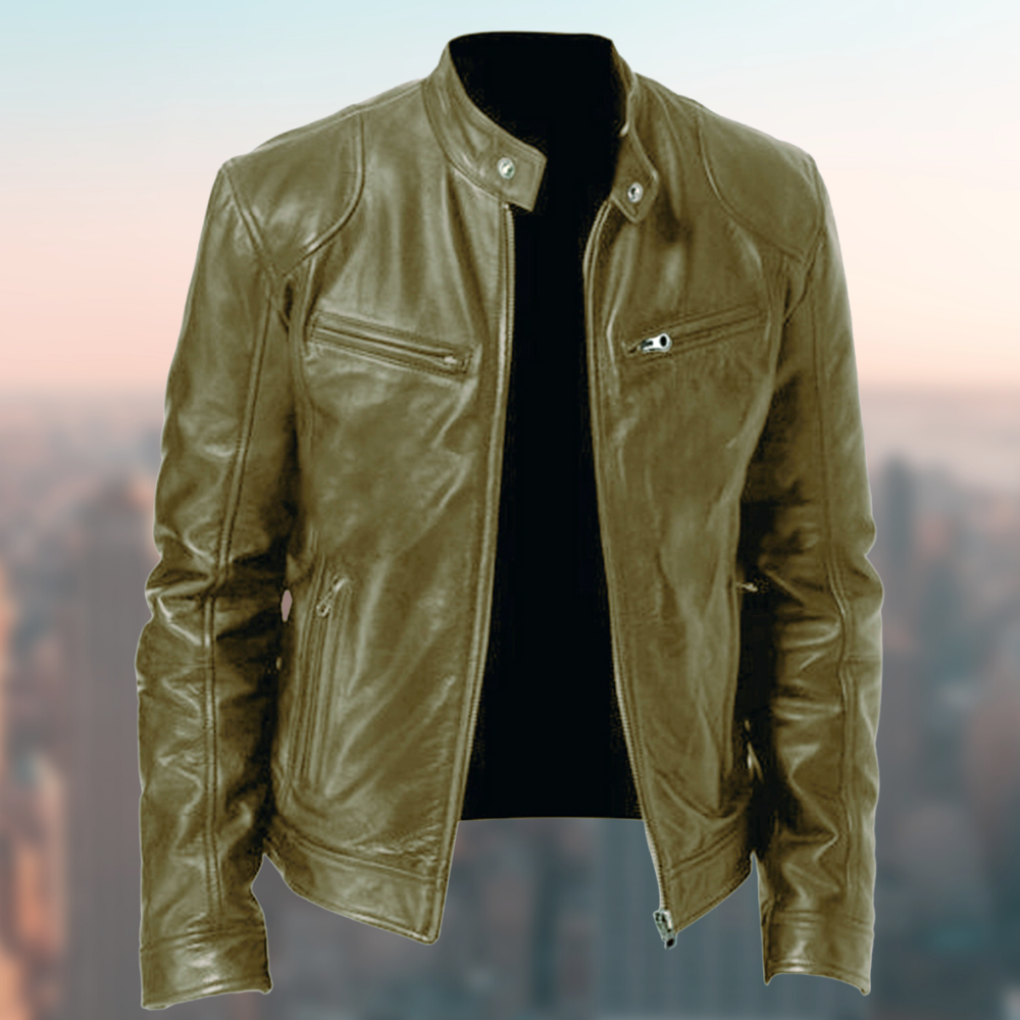 VierraSol | Chaqueta de Moto de Cuero Sintético para Hombre