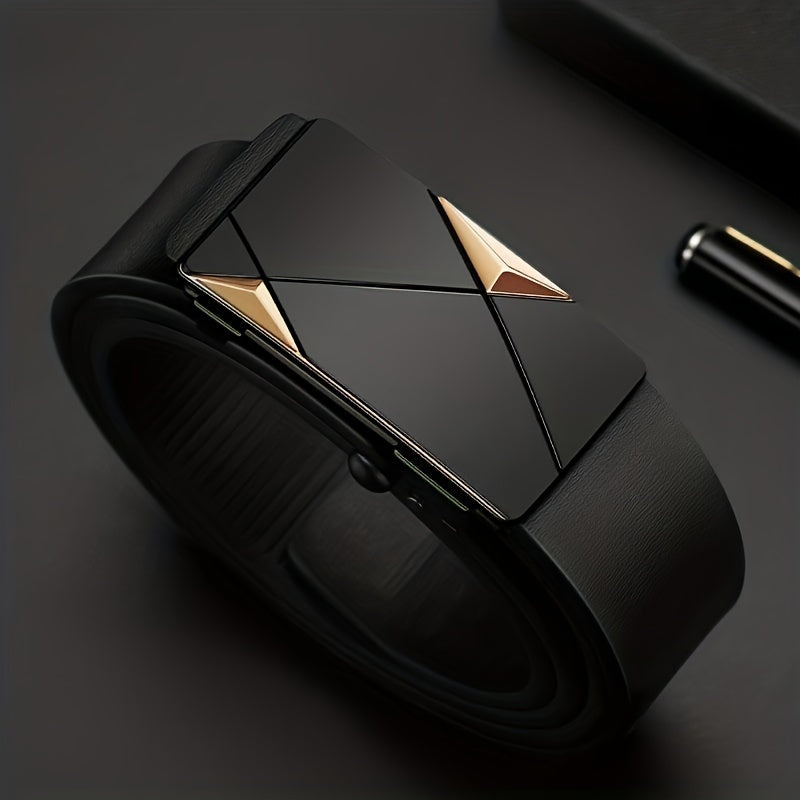 VierraSol | Cinturón de Cuero Genuino para Hombre con Hebilla Automática – Cinturón de Cuero Ajustable Clásico