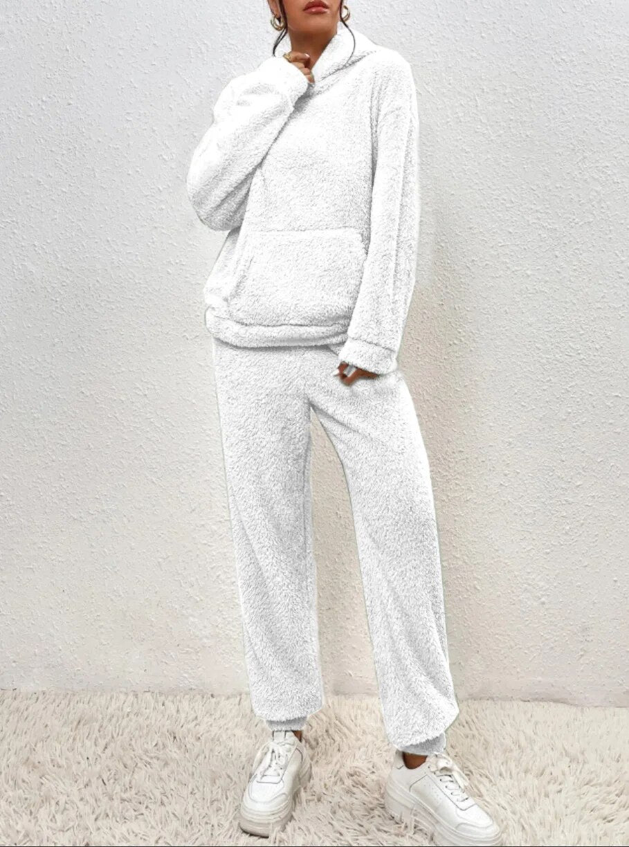 VierraSol | Conjunto de Loungewear de Forro Polar con Capucha para Mujeres