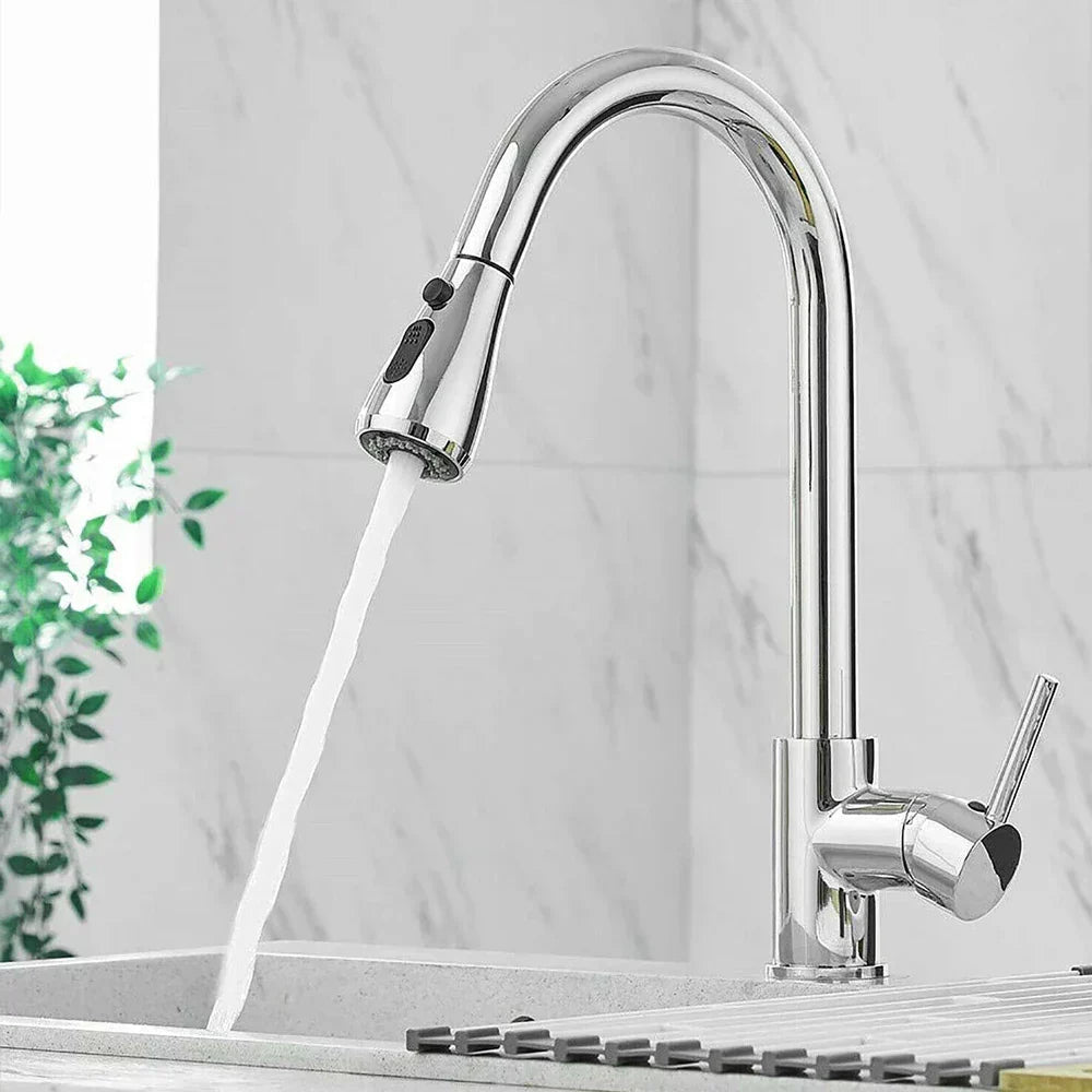 VierraSol | Grifo Extraíble con Mezclador de Palanca Única – Grifo Flexible con Función de Ducha, Acero Inoxidable de Alta Calidad, Ideal para Cocinas Modernas, Fácil Instalación