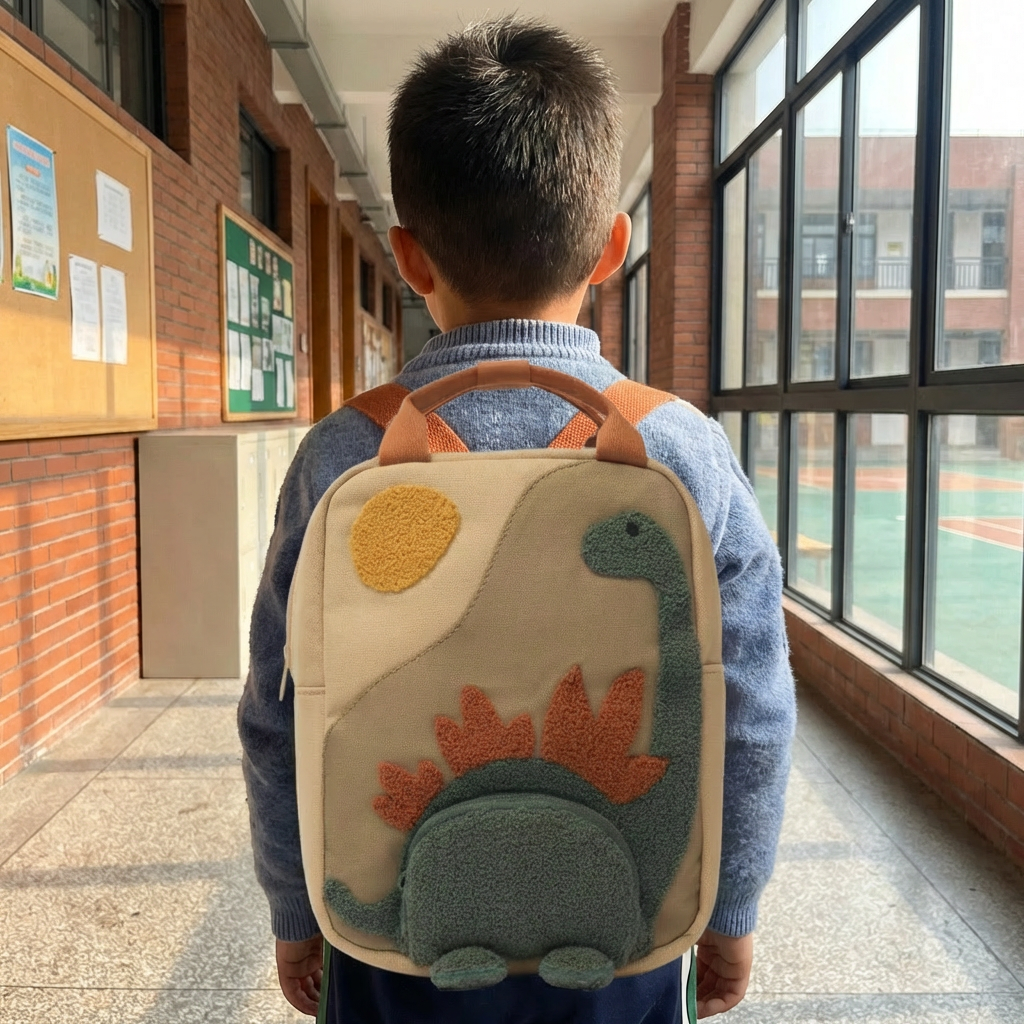 VierraSol | Mochila Infantil con Aplicación de Dinosaurio