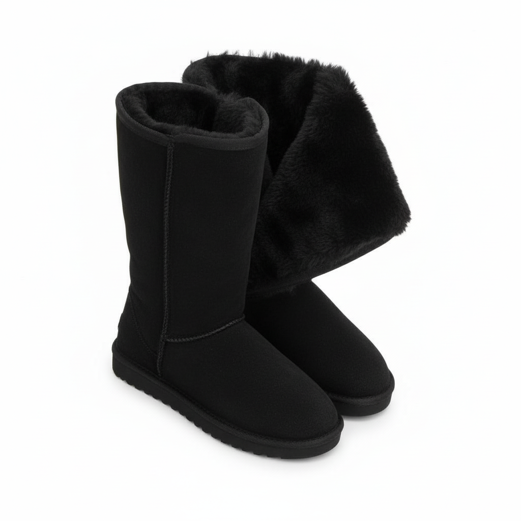 VierraSol | Nina | Botas de piel de oveja de ante cálidas y a prueba de agua con cremallera lateral