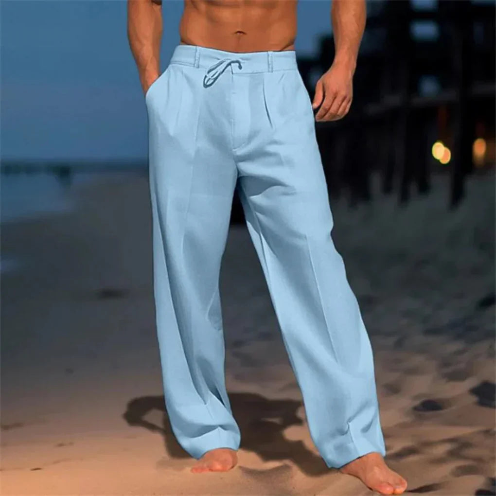 VierraSol | Pantalones de Lino con Cintura Ajustable para Hombre