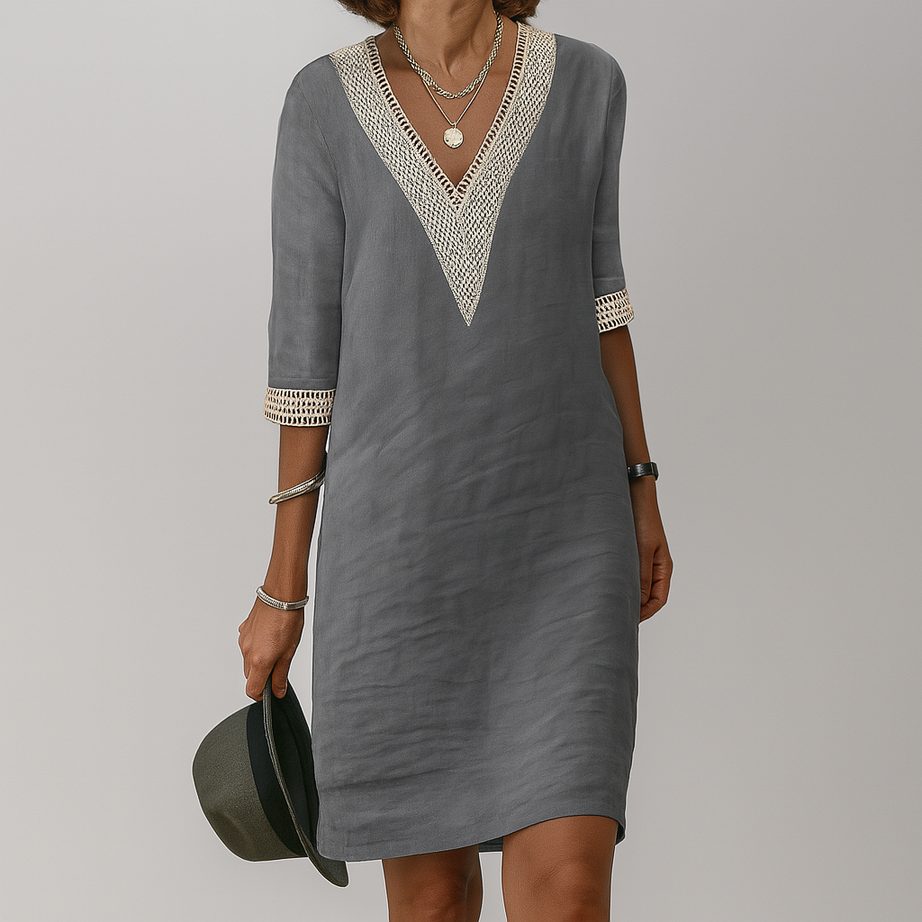 VierraSol | Vestido de Mujer con Escote en V y Detalle de Croché