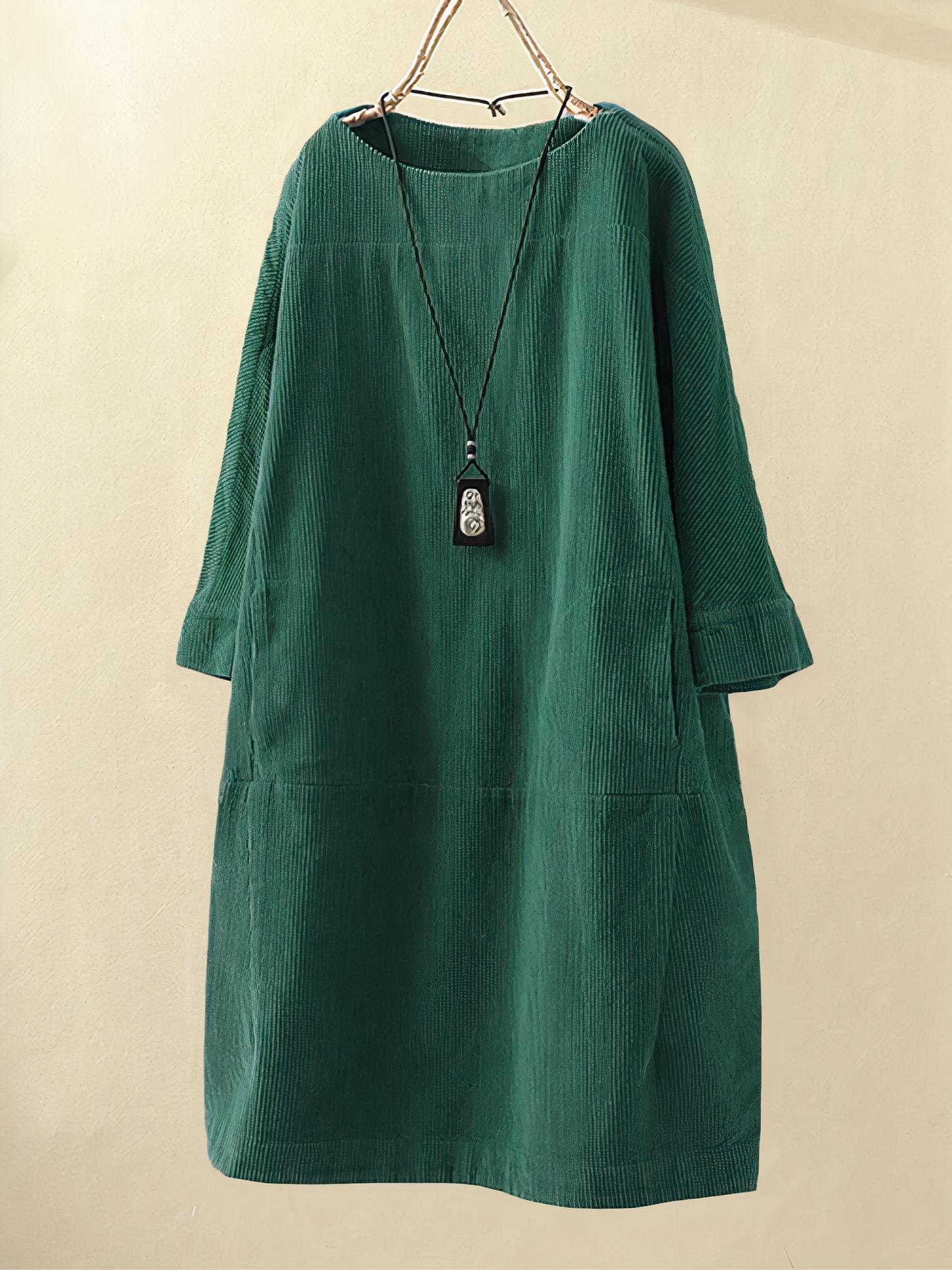 VierraSol | Vestido Midi de Pana para Mujer con Bolsillos