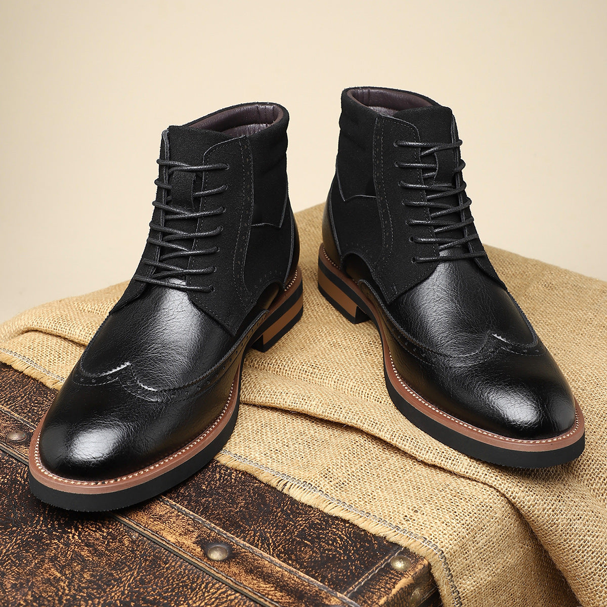 Zapatos wingtip de piel para hombre