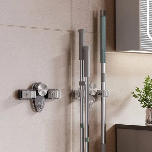 (1+1 Gratis) Soporte para Escobas con Ventosas – Soporte de Pared que Ahorra Espacio con Ganchos Ajustables