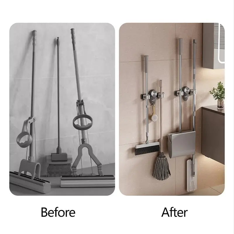 (1+1 Gratis) Soporte para Escobas con Ventosas – Soporte de Pared que Ahorra Espacio con Ganchos Ajustables