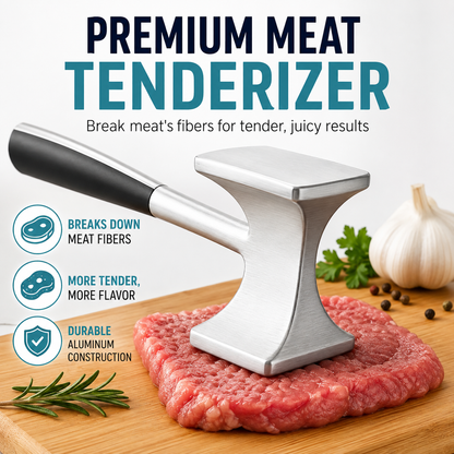Ablandador de carne de doble cara de acero inoxidable de alta resistencia con mango ergonómico antideslizante