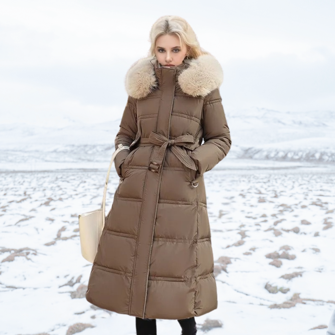 Abrigo de invierno de pelo sintético de lujo para mujer