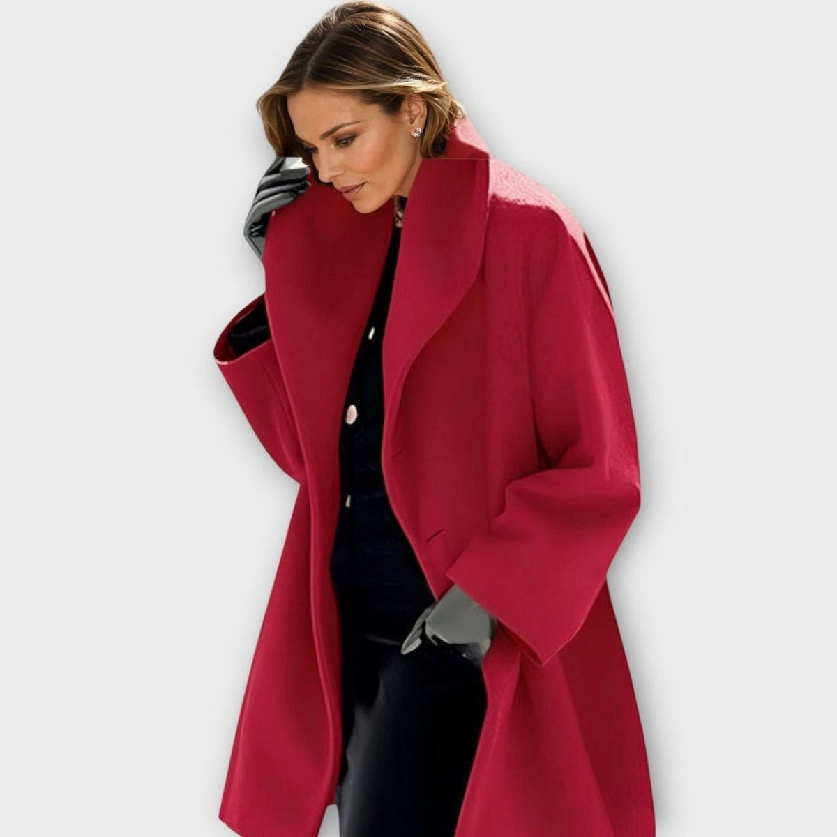 Abrigo de invierno oversize con cuello ancho para mujer