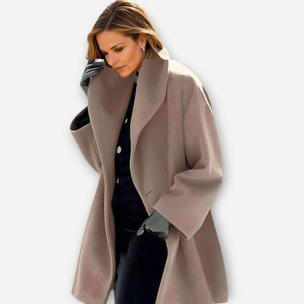 Abrigo de invierno oversize con cuello ancho para mujer