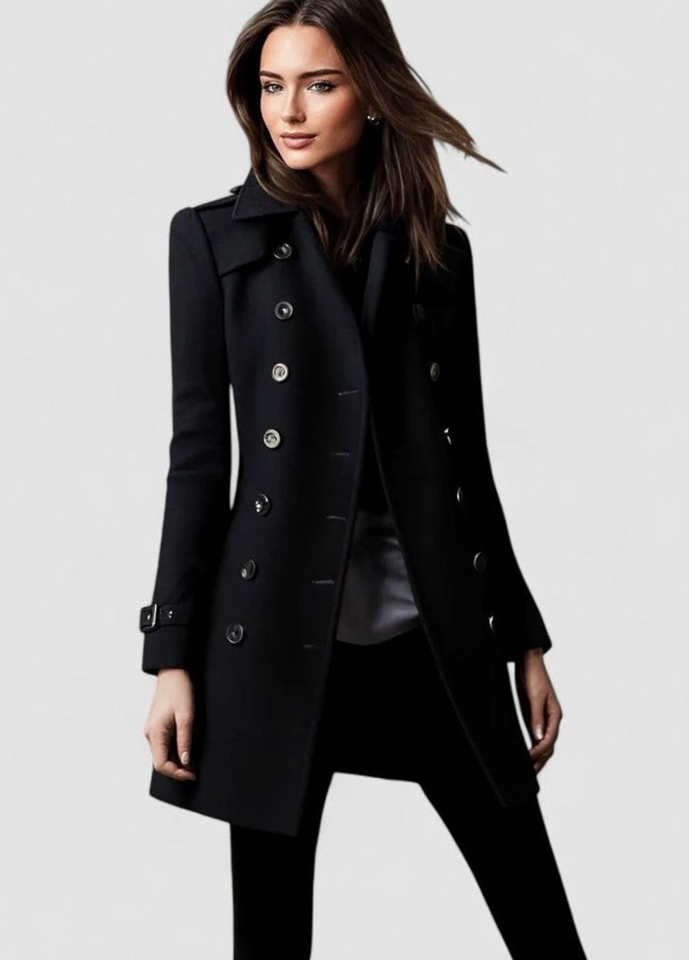 Abrigo elegante cruzado de invierno para mujer