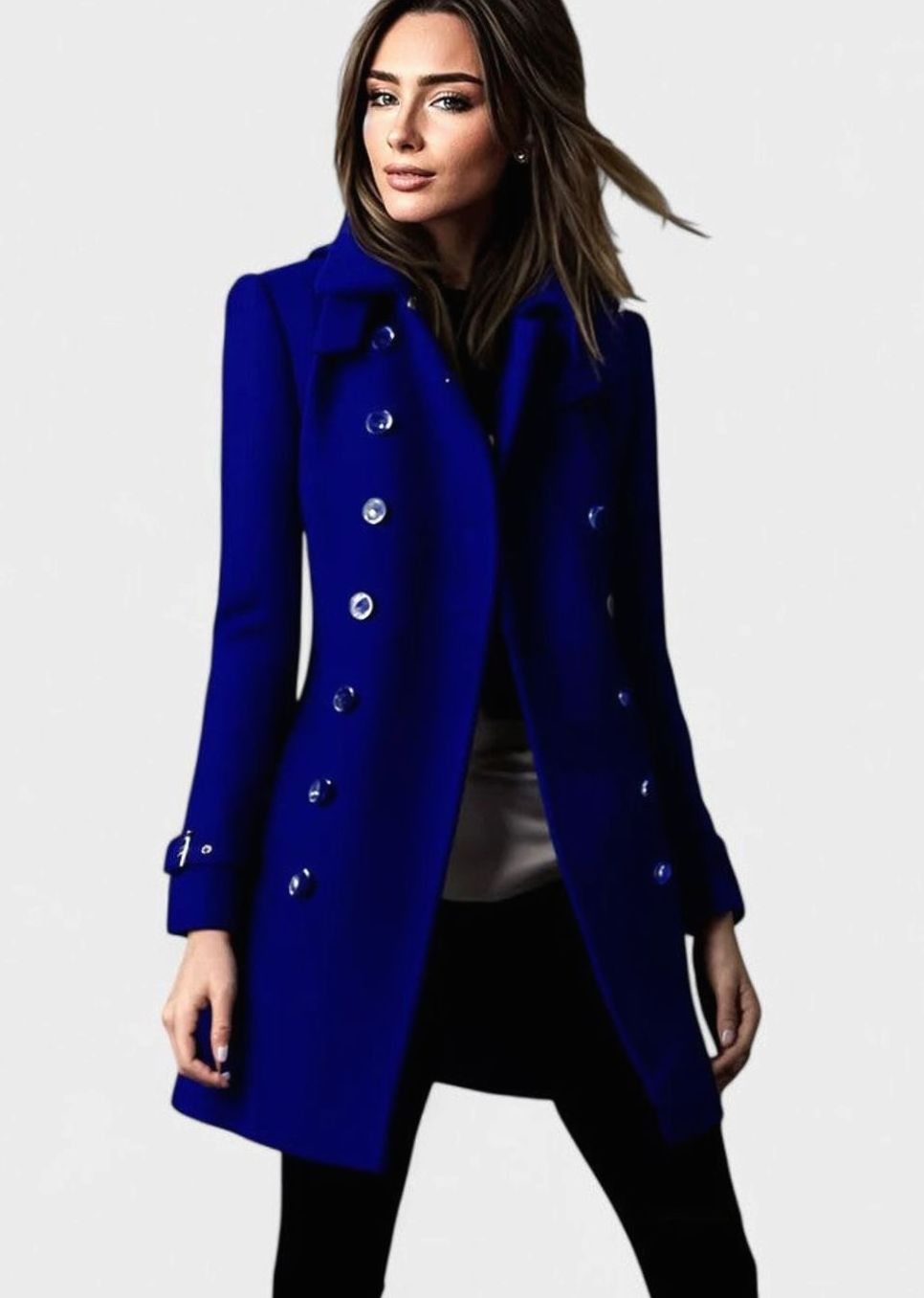 Abrigo elegante cruzado de invierno para mujer