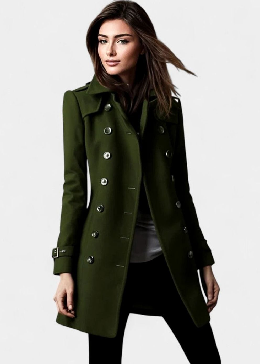 Abrigo elegante cruzado de invierno para mujer
