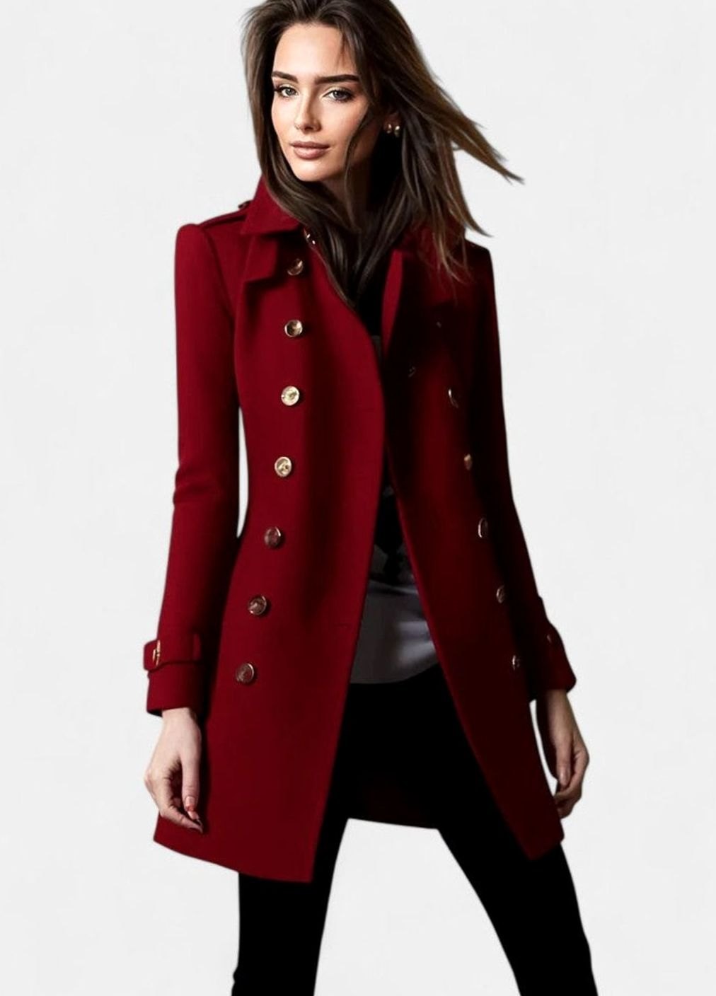 Abrigo elegante cruzado de invierno para mujer