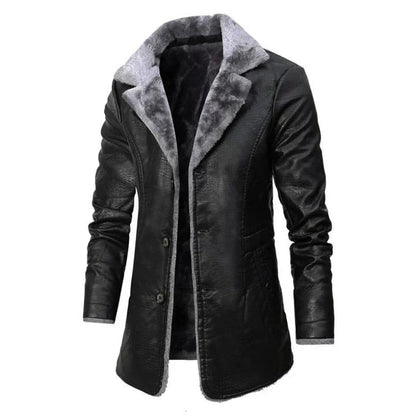 Abrigo tres cuartos para hombre con cuello de pelo