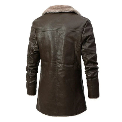 Abrigo tres cuartos para hombre con cuello de pelo