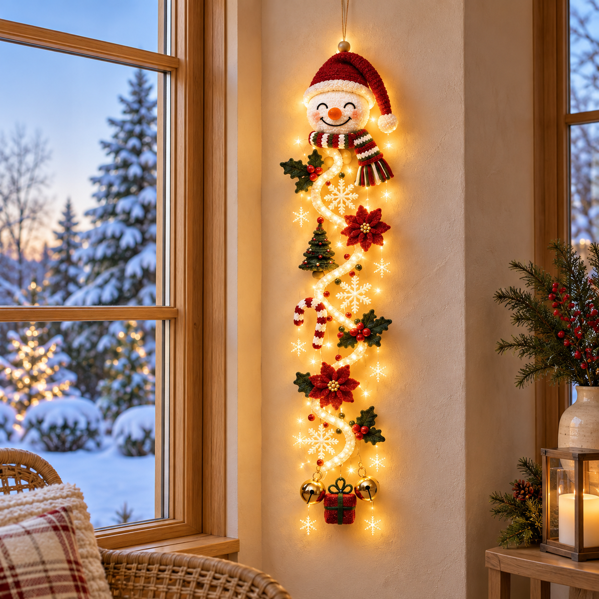 Adorno colgante navideño luminoso para puerta