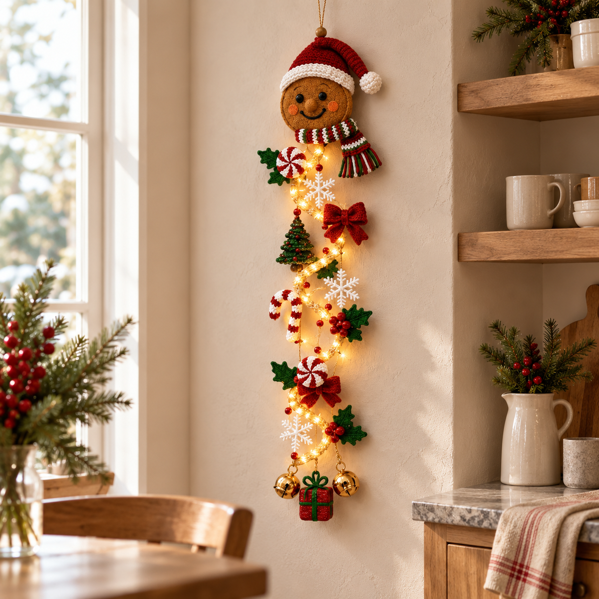 Adorno colgante navideño luminoso para puerta