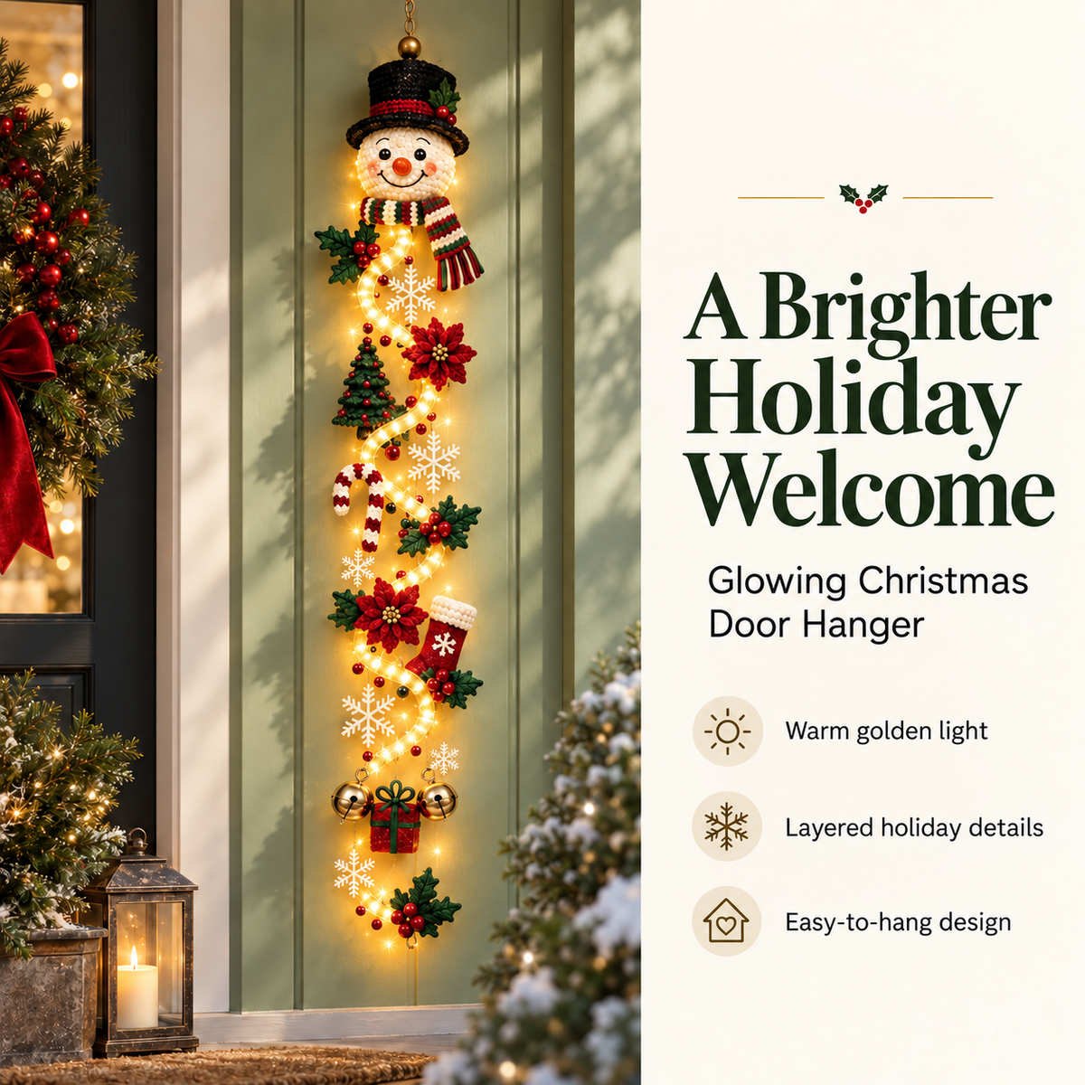 Adorno colgante navideño luminoso para puerta