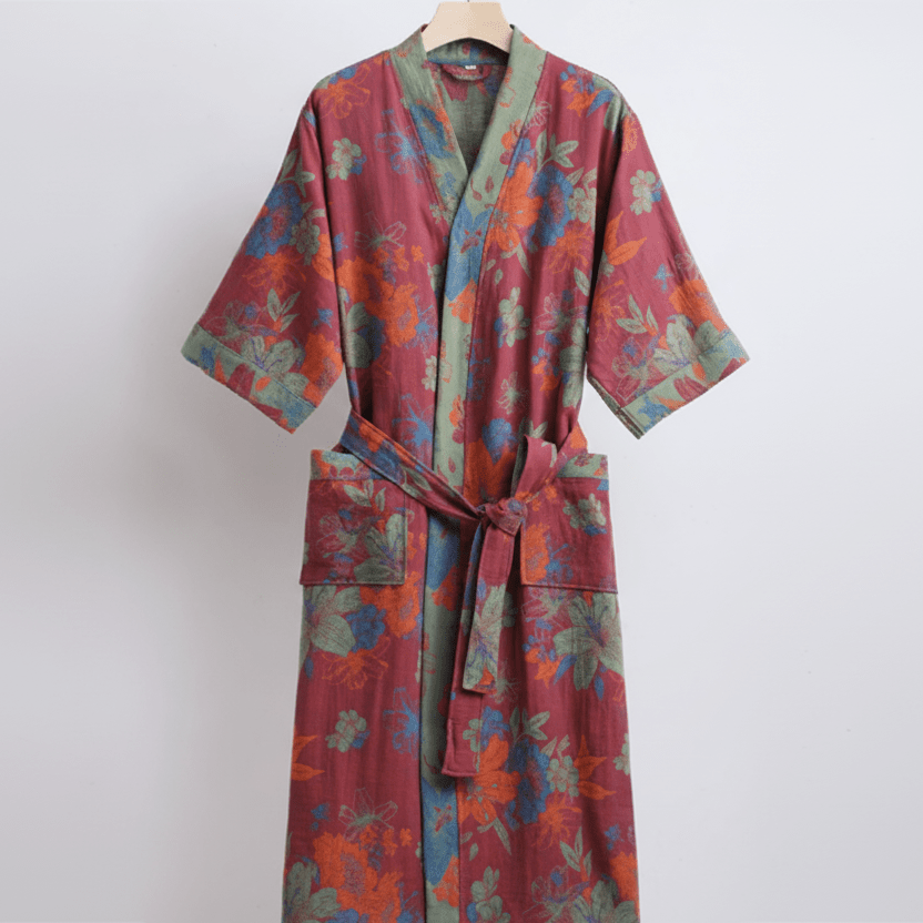 Albornoz estilo kimono de algodón orgánico para una comodidad transpirable