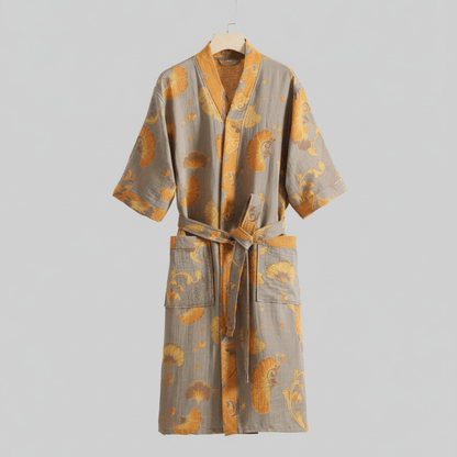 Albornoz estilo kimono de algodón orgánico para una comodidad transpirable