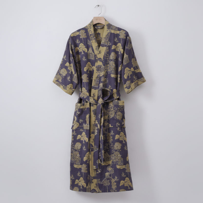 Albornoz estilo kimono de algodón orgánico para una comodidad transpirable