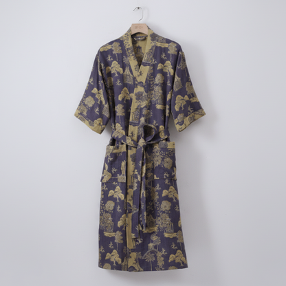 Albornoz estilo kimono de algodón orgánico para una comodidad transpirable
