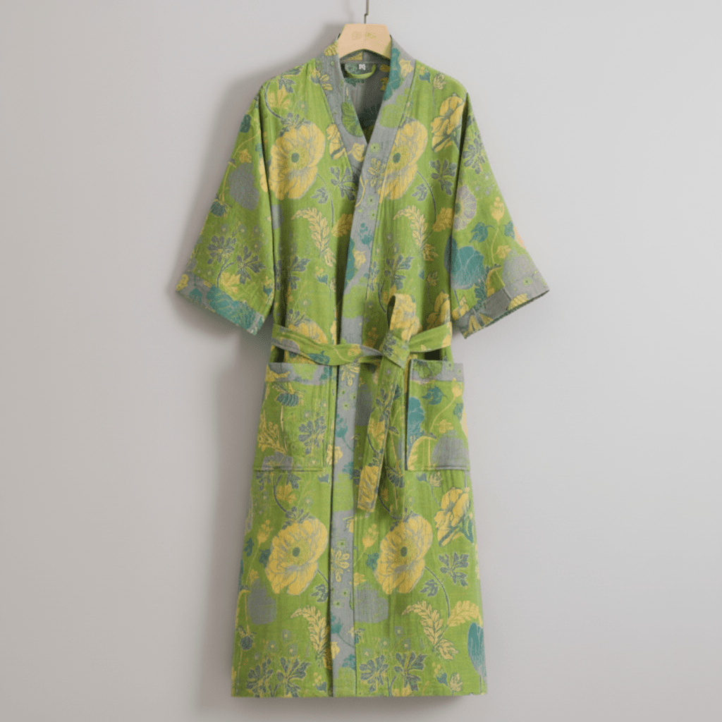 Albornoz estilo kimono de algodón orgánico para una comodidad transpirable