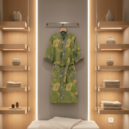 Albornoz estilo kimono de algodón orgánico para una comodidad transpirable