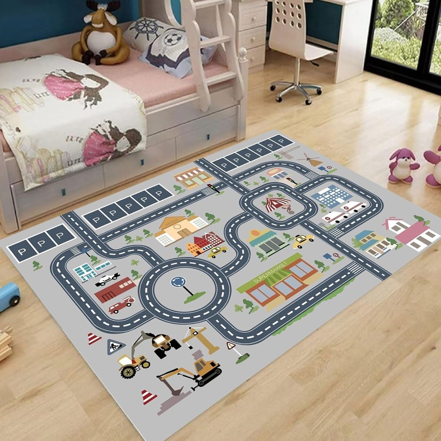 Alfombra con Patrón Educativo de Carretera para Niños | Montera