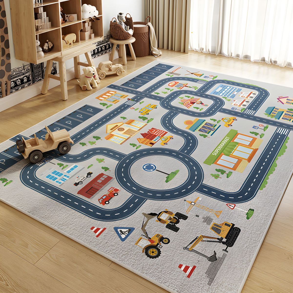 Alfombra con Patrón Educativo de Carretera para Niños | Montera
