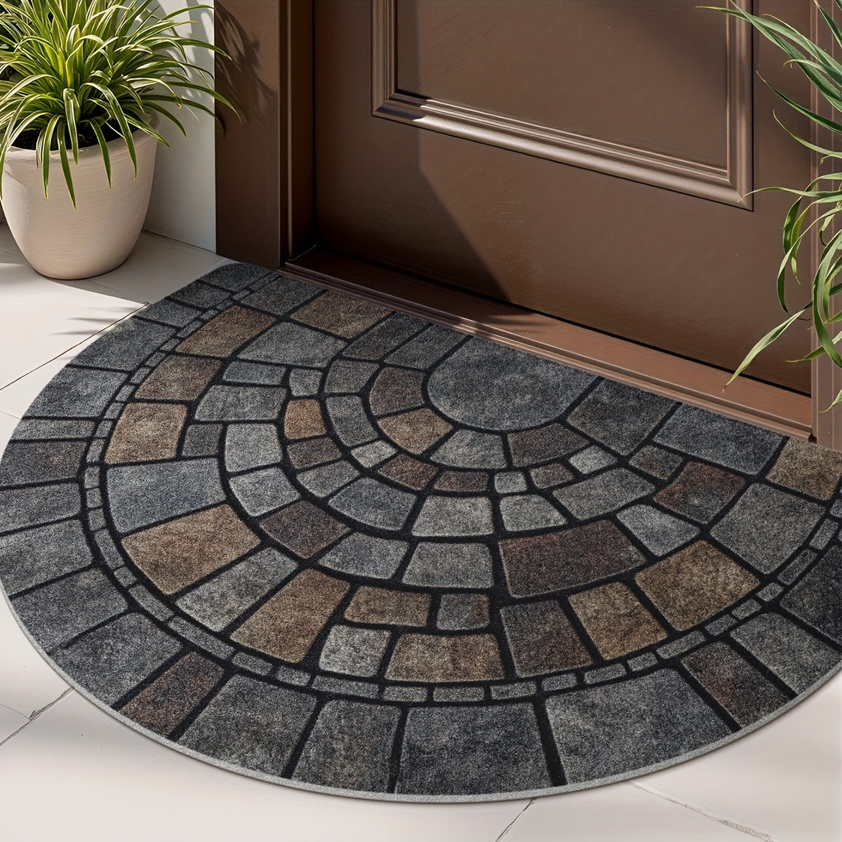 Alfombra de Entrada Semicircular de Mosaico | Uso Interior y Exterior