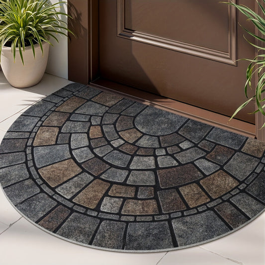 Alfombra de Entrada Semicircular de Mosaico | Uso Interior y Exterior