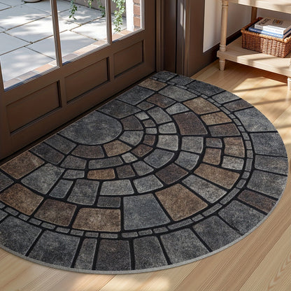 Alfombra de Entrada Semicircular de Mosaico | Uso Interior y Exterior