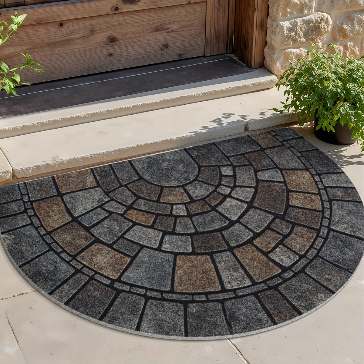 Alfombra de Entrada Semicircular de Mosaico | Uso Interior y Exterior