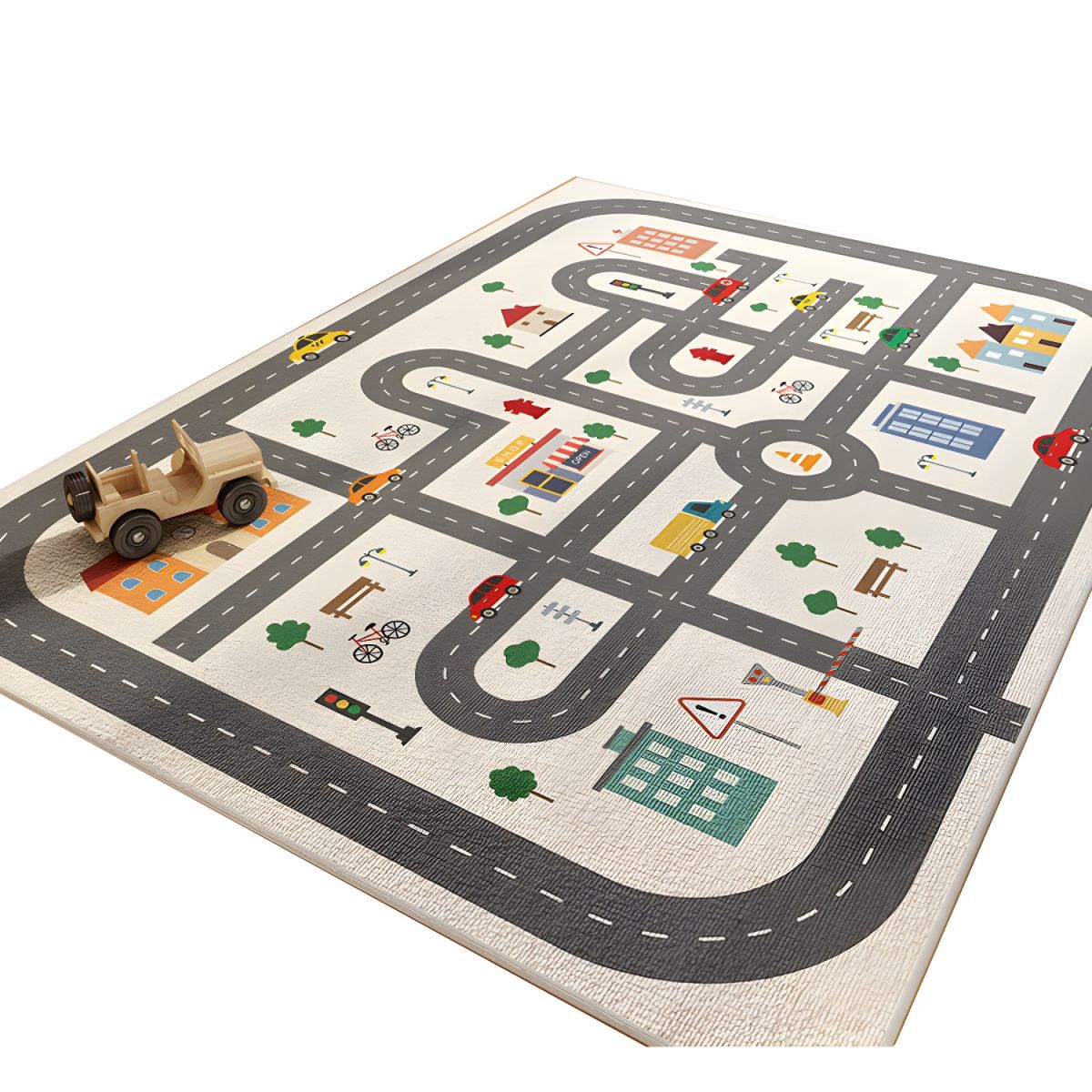 Alfombra de Juego para Niños Diseño Educativo Antideslizante de Poliéster | Zeravo