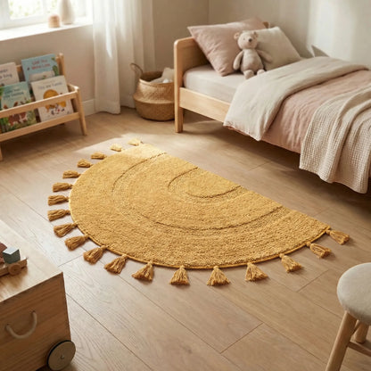 Alfombra semicircular con flecos
