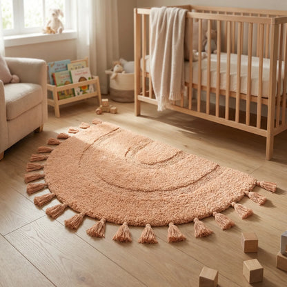 Alfombra semicircular con flecos