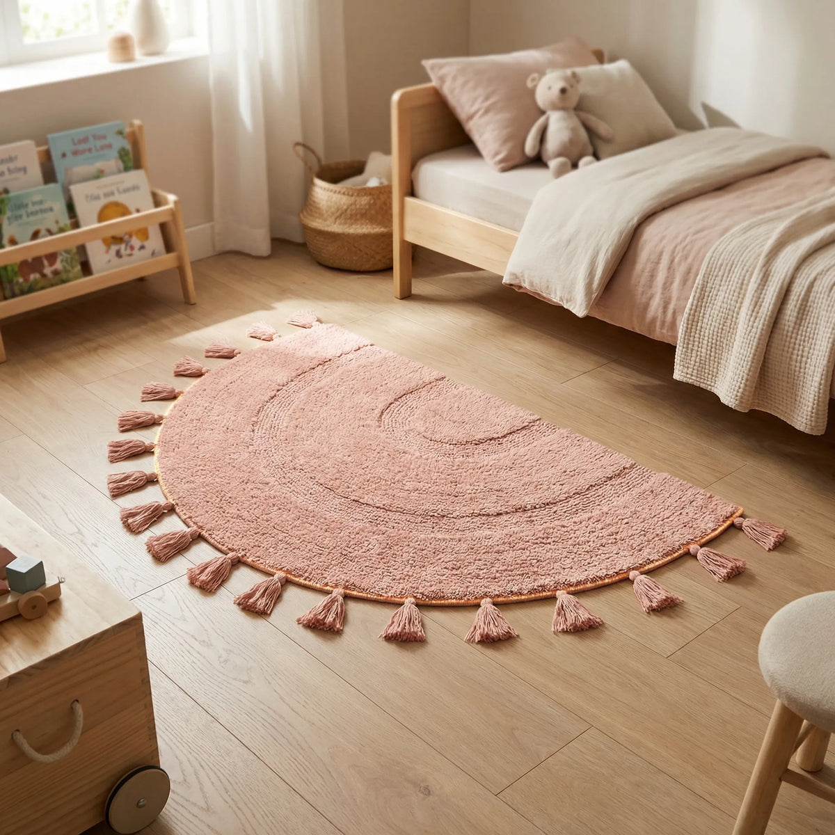 Alfombra semicircular con flecos