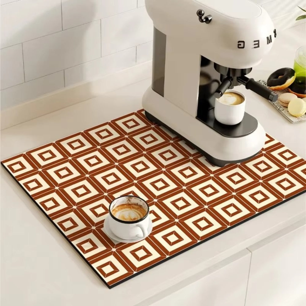 Alfombrilla Absorbente de Café con Diseño de Azulejos Retro