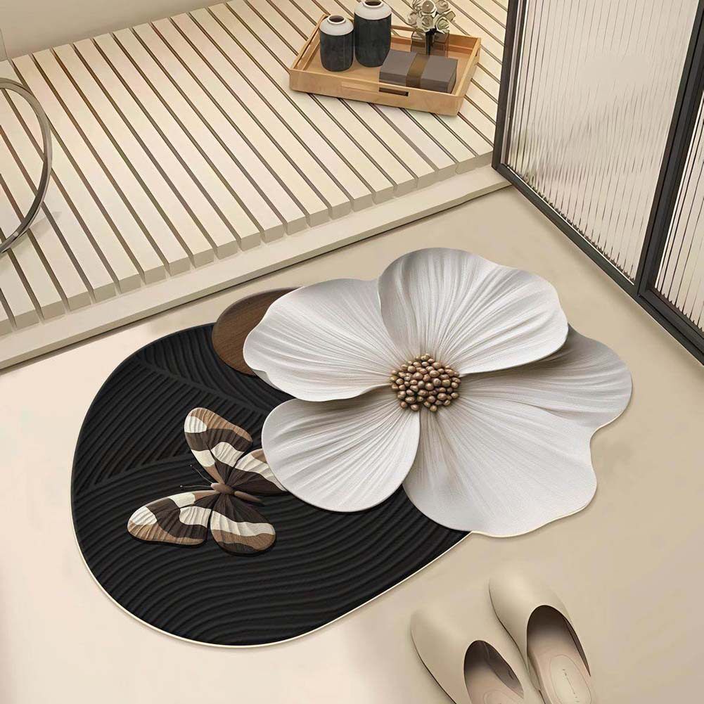 Alfombrilla de baño con estampado floral artístico