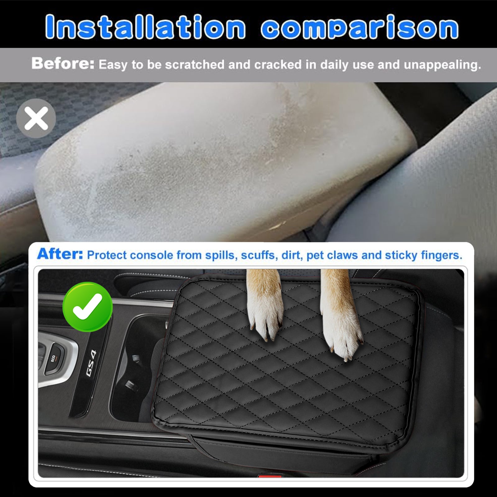 Alfombrilla de reposabrazos de cuero PU para coche