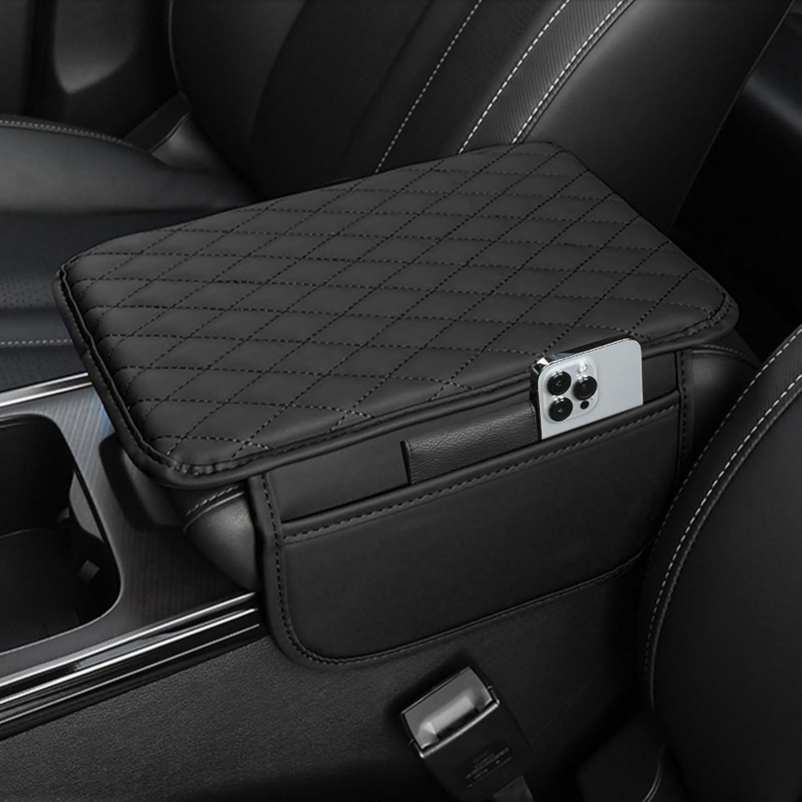 Alfombrilla de reposabrazos de cuero PU para coche
