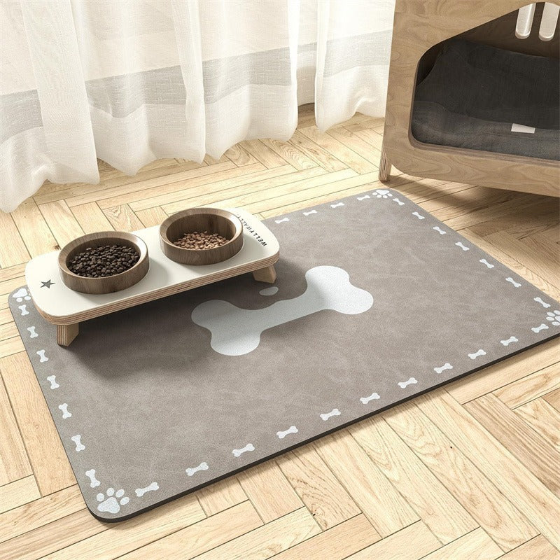 Alfombrilla para comederos de mascotas con base antideslizante